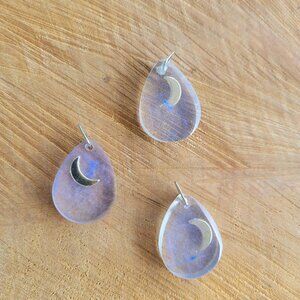 Teardrop Moon Resin Necklace Pendants